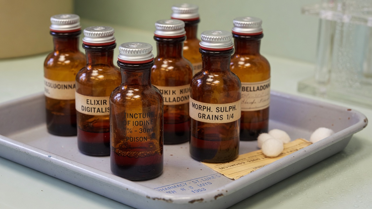 Lab bench with vials suggesting a drug pipeline