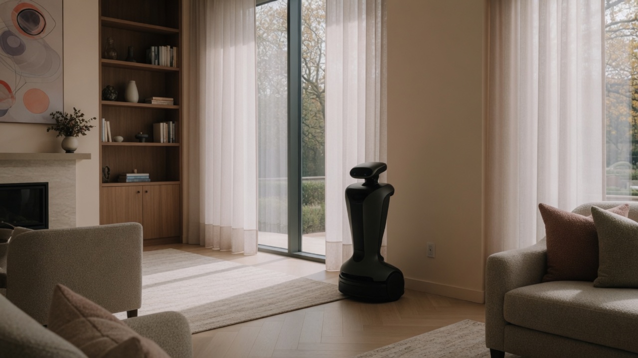 Simple home robot assistant concept in a living room