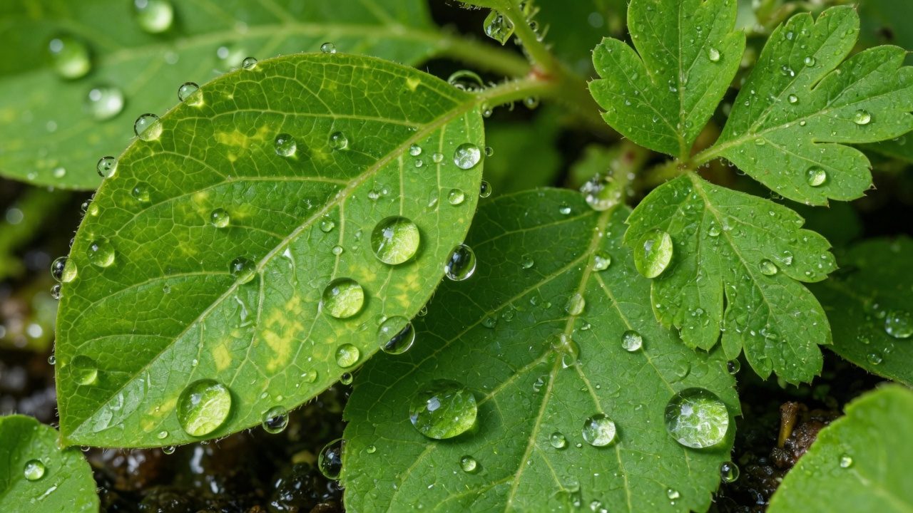 Green leaves in soft light
