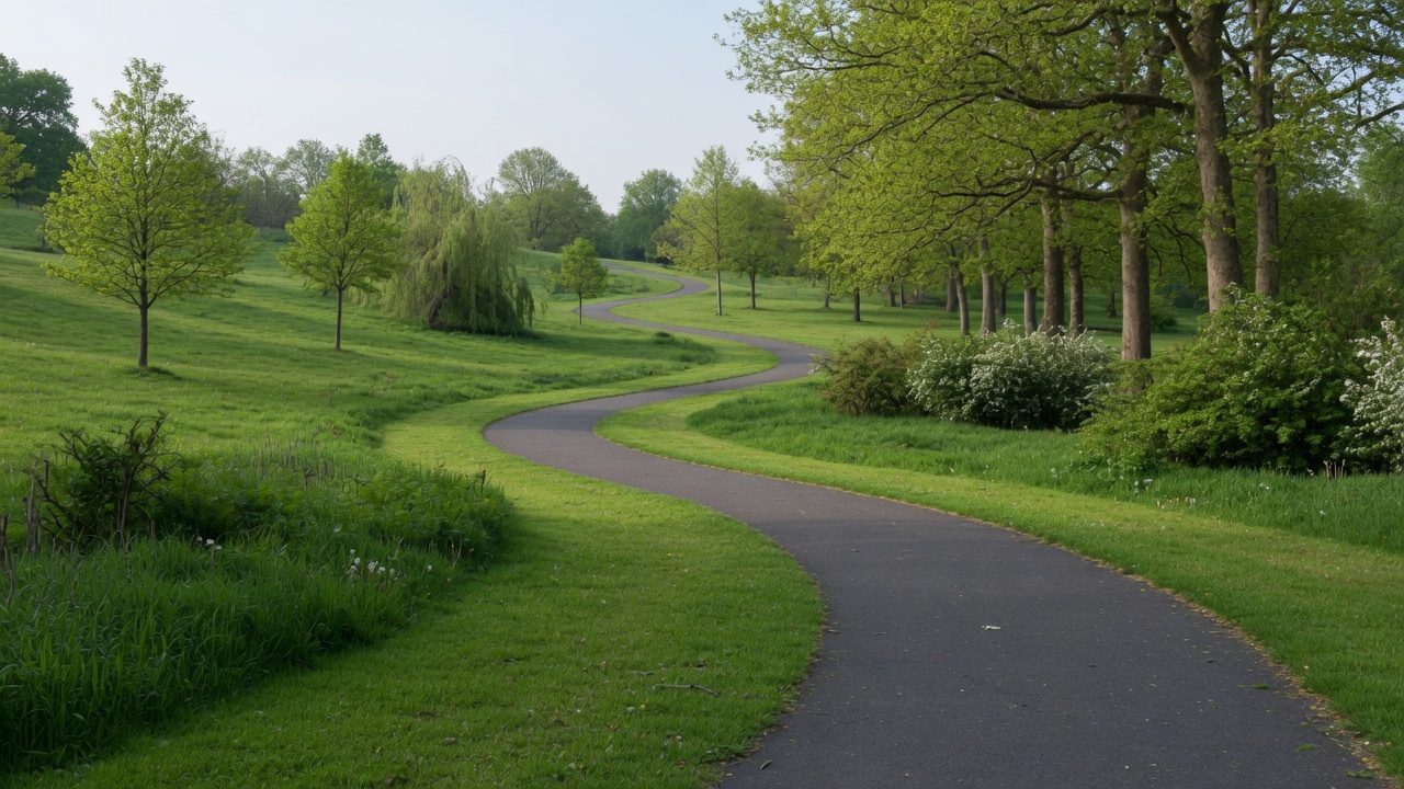 Quiet park path for a daily walk