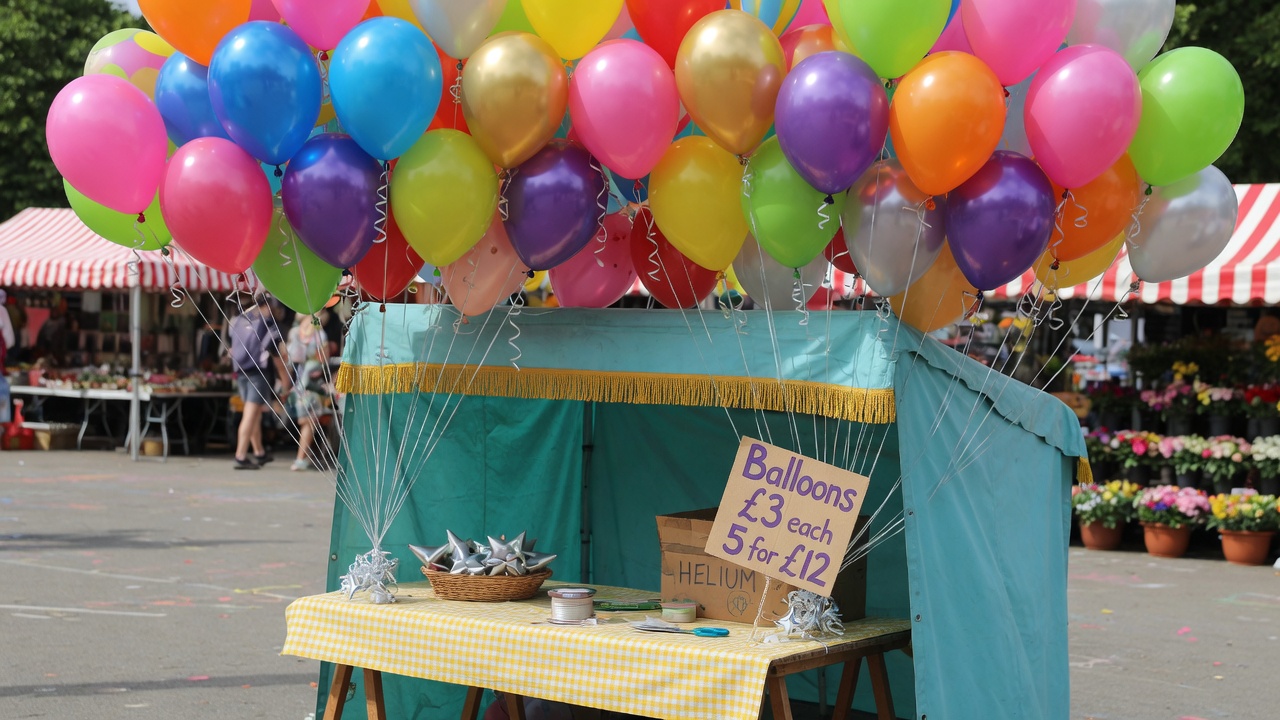 Colourful balloons at an outdoor stall
