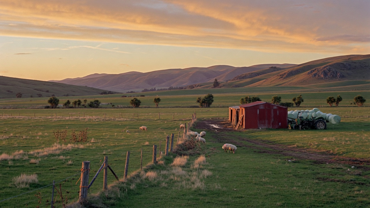 Southland farmland under open sky