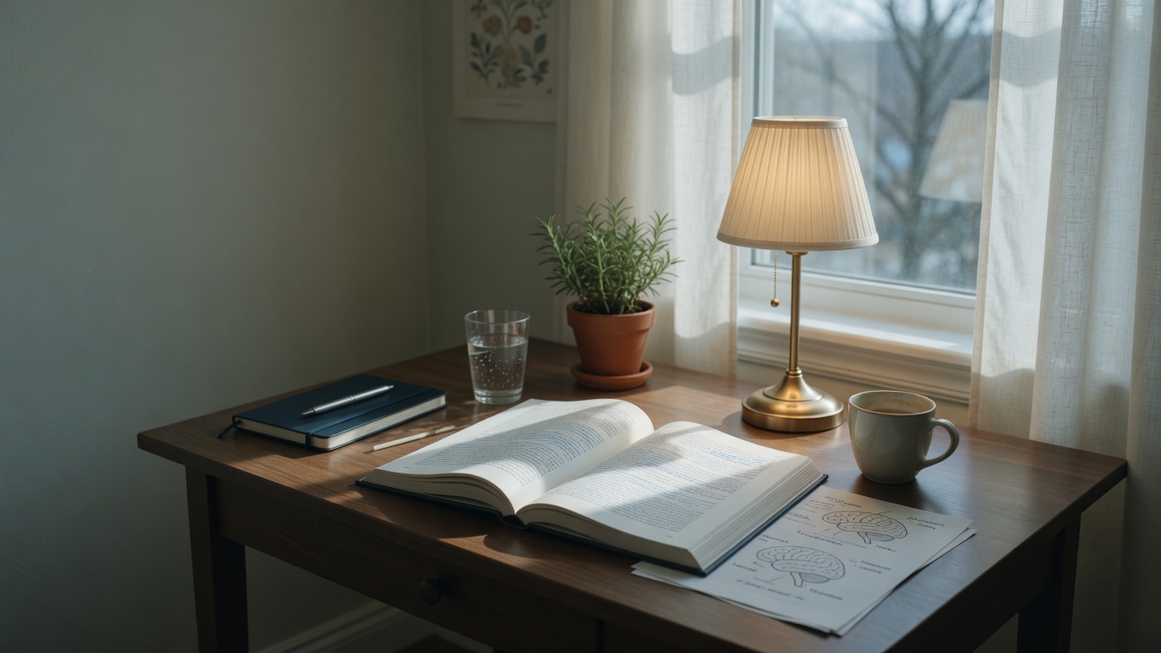 Calm study space suggesting cognitive care and focus